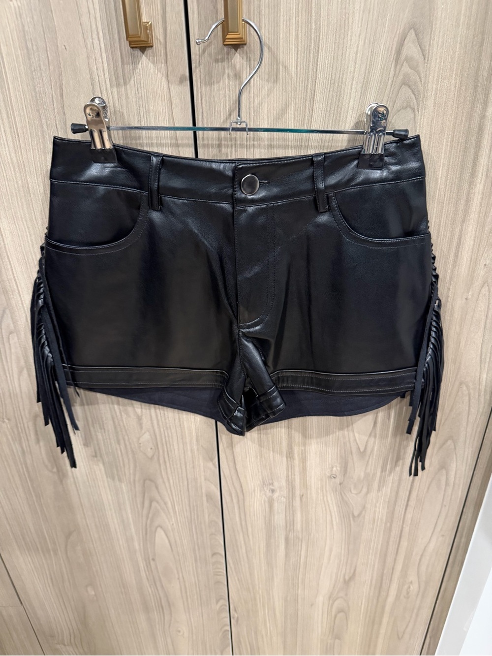 Leather mini shorts